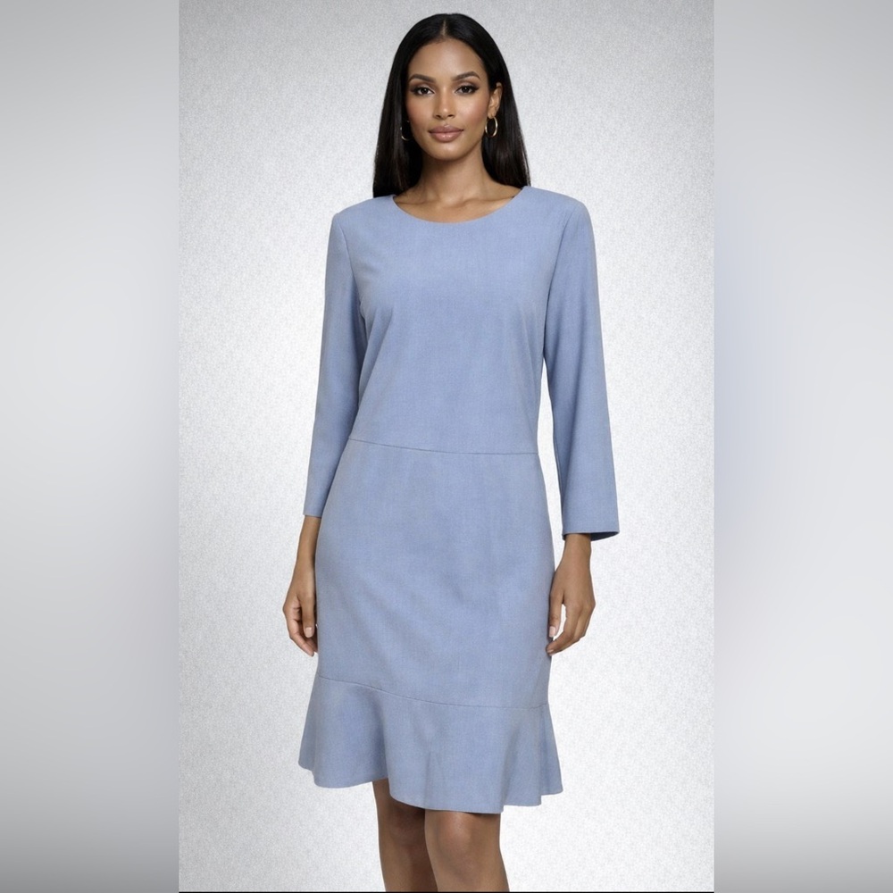 Banana Republic Dress Blue 14 Long Sleeve Stretch A Line NWT $138